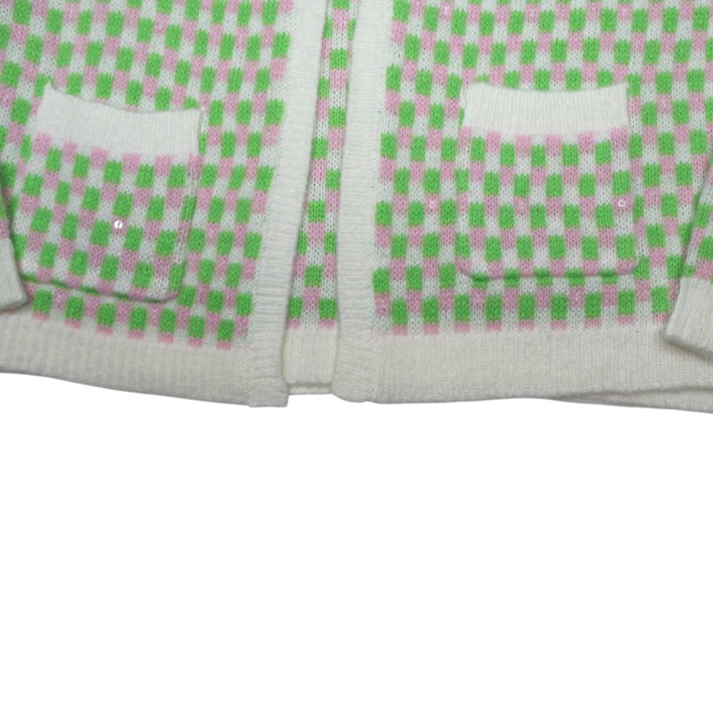 LILLY PULITZER Viera Sweater Set Orb Green Check Jacquard Size Medium - Picture 7 of 14